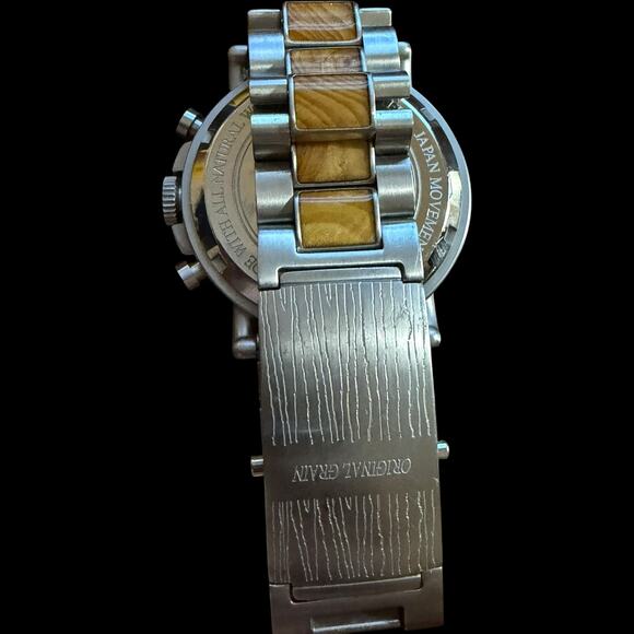 Original Grain Chronograph Watch Steel & Wood Japan Movement 10ATM Date main image 6